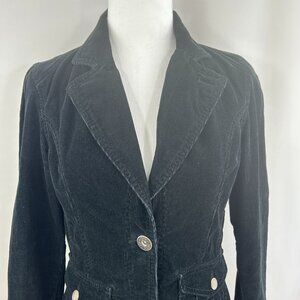 Black fitted corduroy blazer jacket classic academia - Small